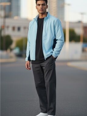 Peter Millar Light Blue and Navy Performance Jacket